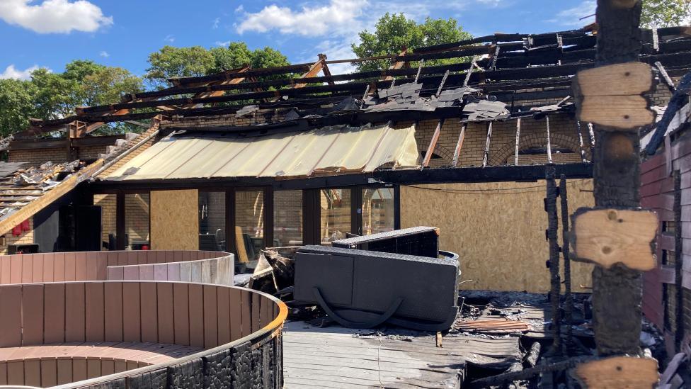 Fire damaged Riverhills Health Club