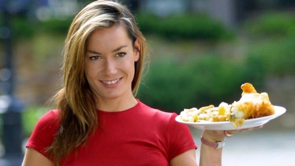 Tara Palmer-Tomkinson during a photocall in London, to launch the 2001 Fish and Chip Shop of the Year on 16 July 2001