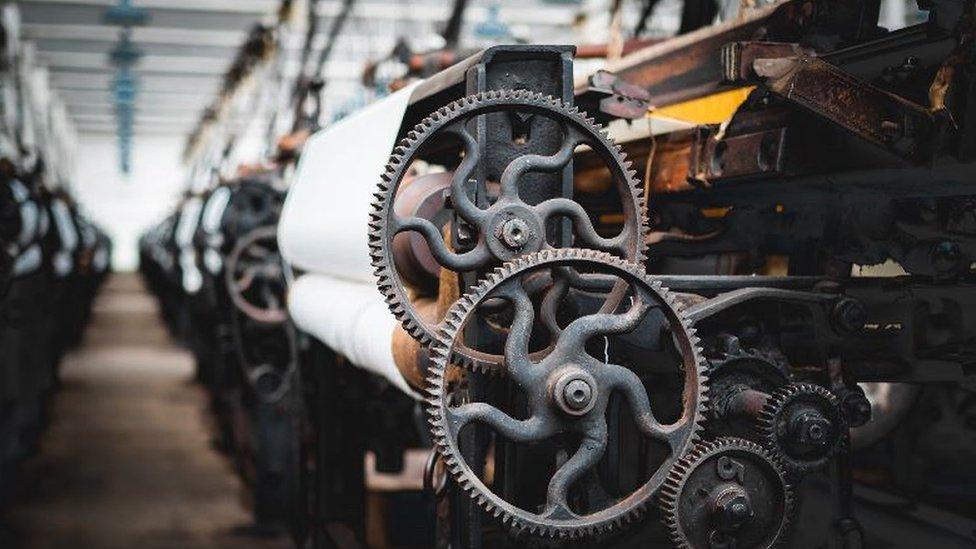 Weaving room Queens Textile Mill