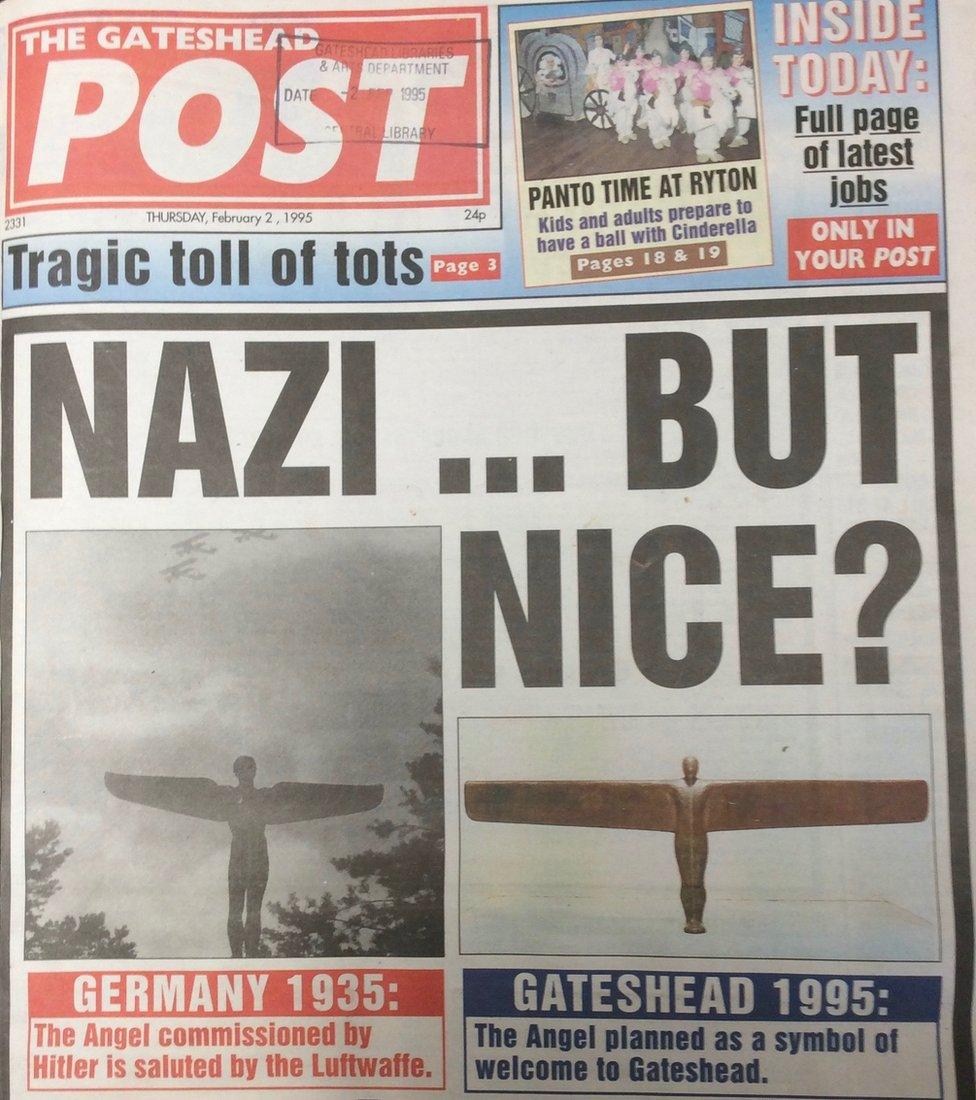 Gateshead Post front cover showing the Nazi....but nice? headline