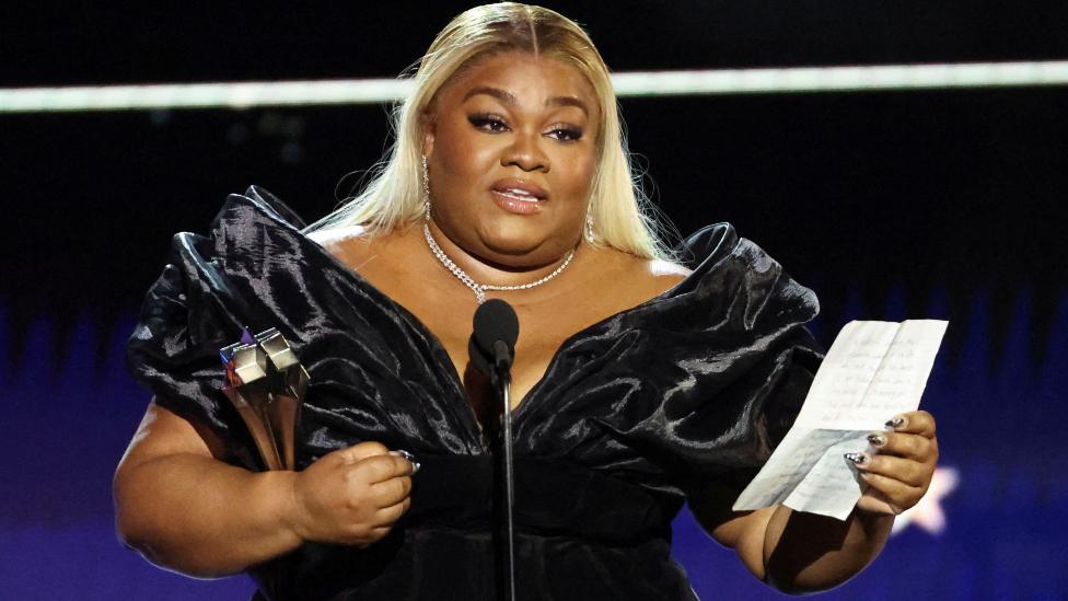 Da'Vine Joy Randolph speaks as she receives the Best Supporting Actress award during the 29th Annual Critics Choice Awards in Santa Monica, California, U.S., January 14, 2024