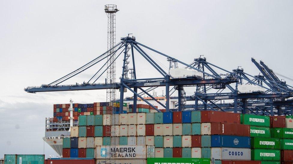 Containers and cranes at the Port of Felixstowe