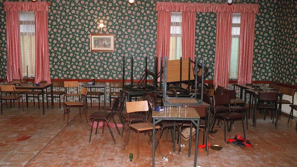 The inside of the Rising Sun bar after the gun attack