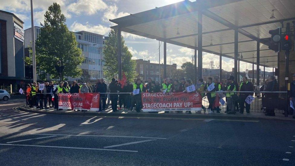 Stagecoach drivers on strike