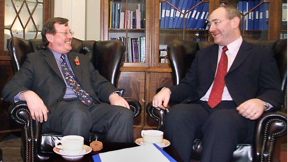 David Trimble and Mark Durkan pictured on the day they were jointly elected in 2001