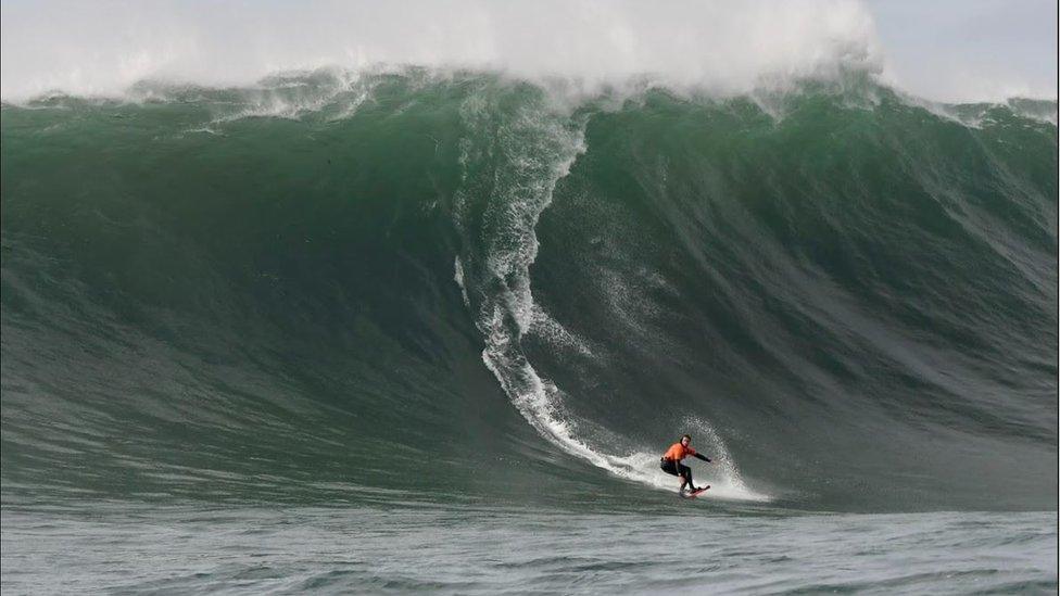 Hunter Murison seen surfing Mavericks on Thursday