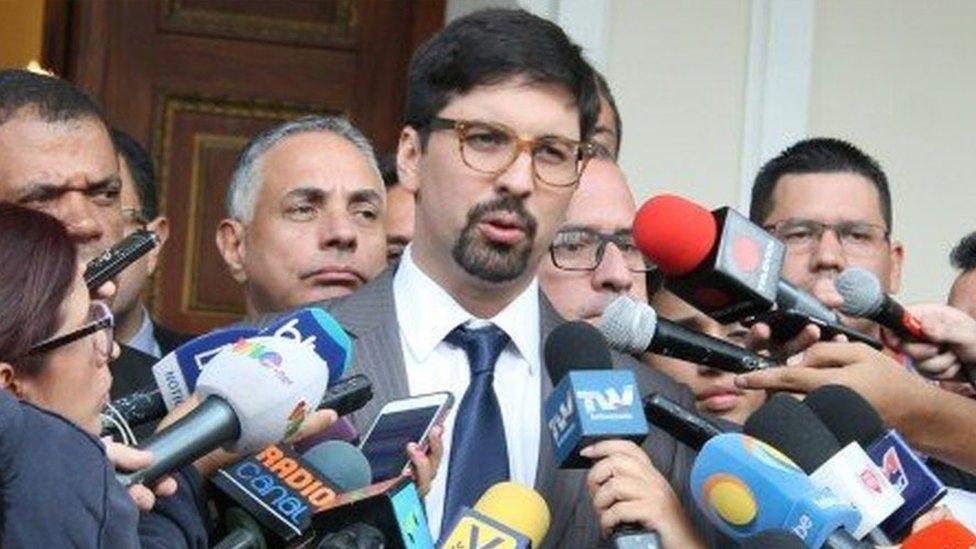 Freddy Guevara speaks to the media
