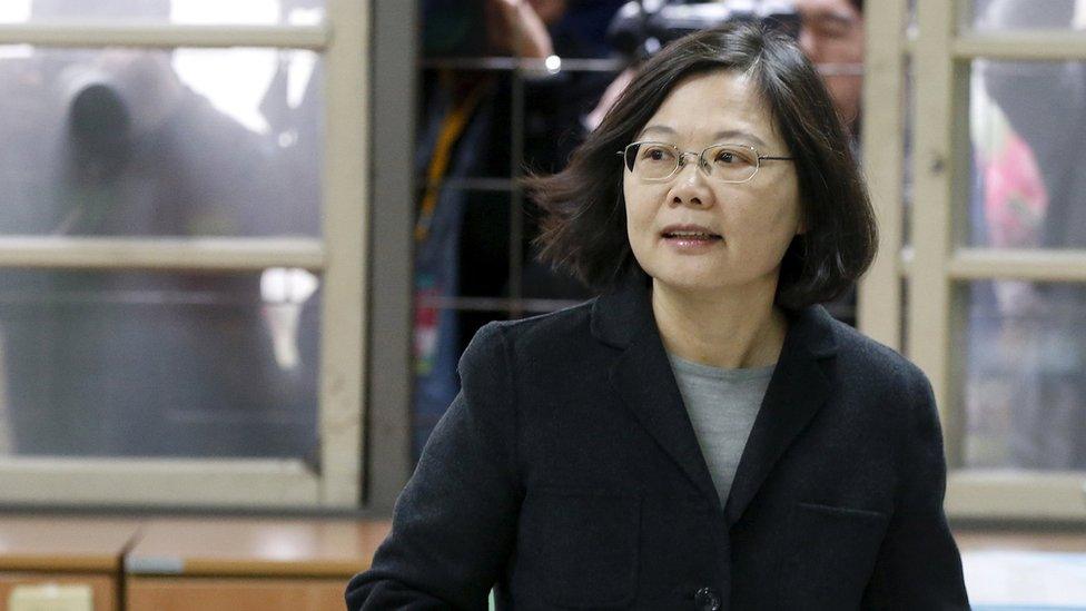 Taiwan"s Democratic Progressive Party (DPP) Chairperson and presidential candidate Tsai Ing-wen casts her ballot in New Taipei