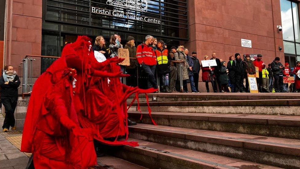 Campaigners outside Bristol court