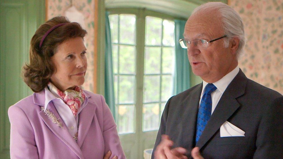 Queen Silvia and King Carl (pictured in a scene from the documentary) married in 1976