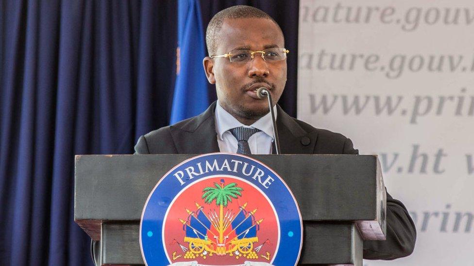 Claude Joseph speaks during a ceremony at the Prime Minister's Office on July 20, 2021 in Port-au-Prince, Haiti.