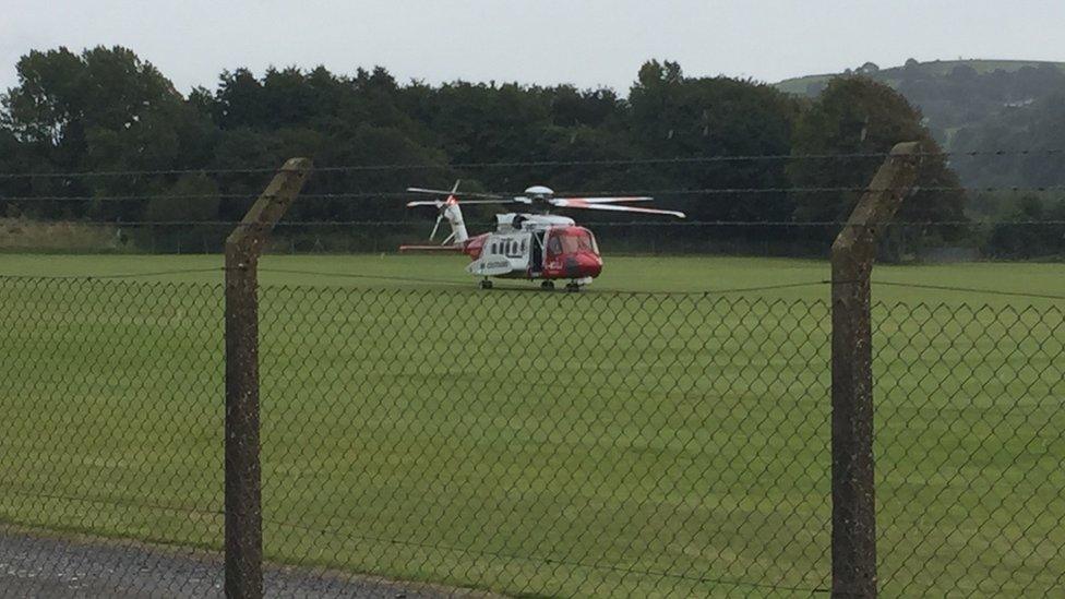 The air ambulance has also landed nearby