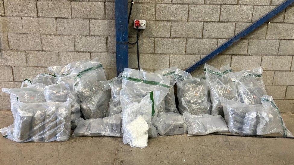 The PSNI released a photo of the drugs seized at a premises in Castledawson