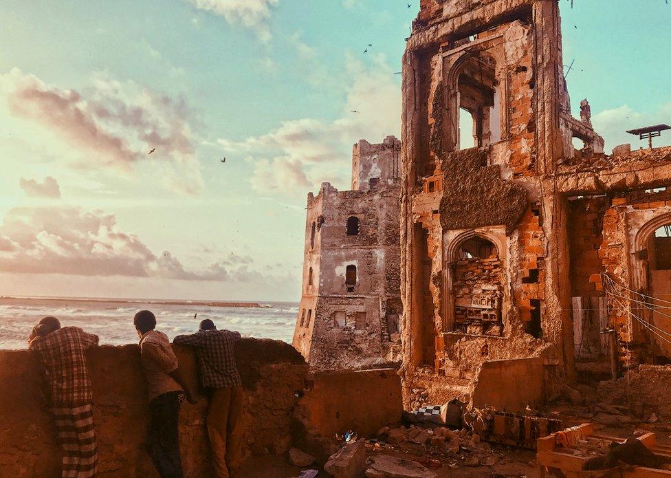 View of the secondo lido lighthouse from the ruins of the Palazzo Mediterraneo, by Omar Degan