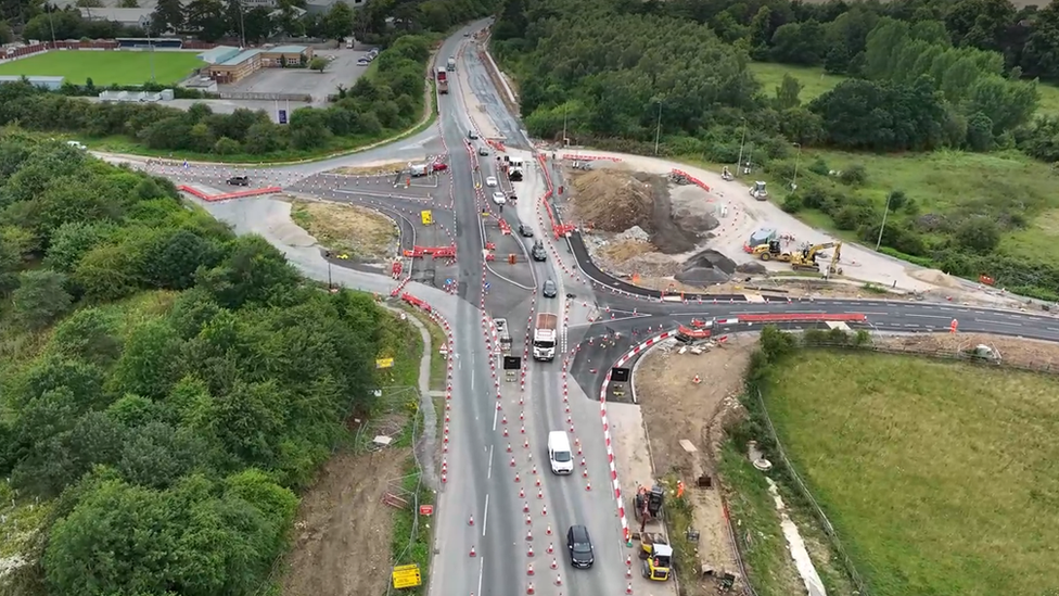 Roadworks being carried out by Dunmow Road, Bishop's Stortford