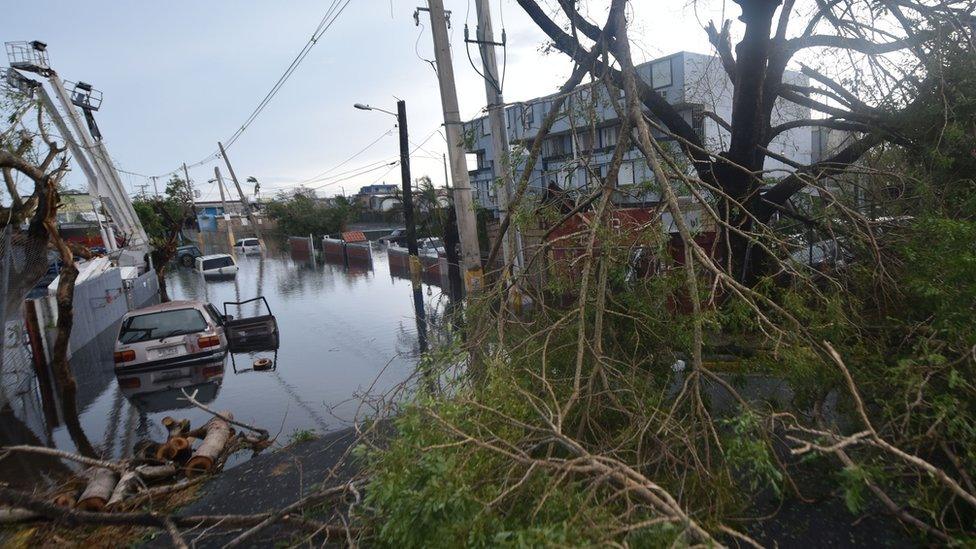 Flooded streets are seen in San Juan, Puerto Rico, after Hurricane Maria.