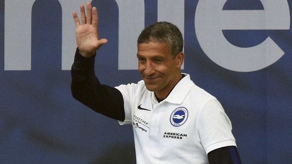 Chris Hughton at Brighton's victory parade