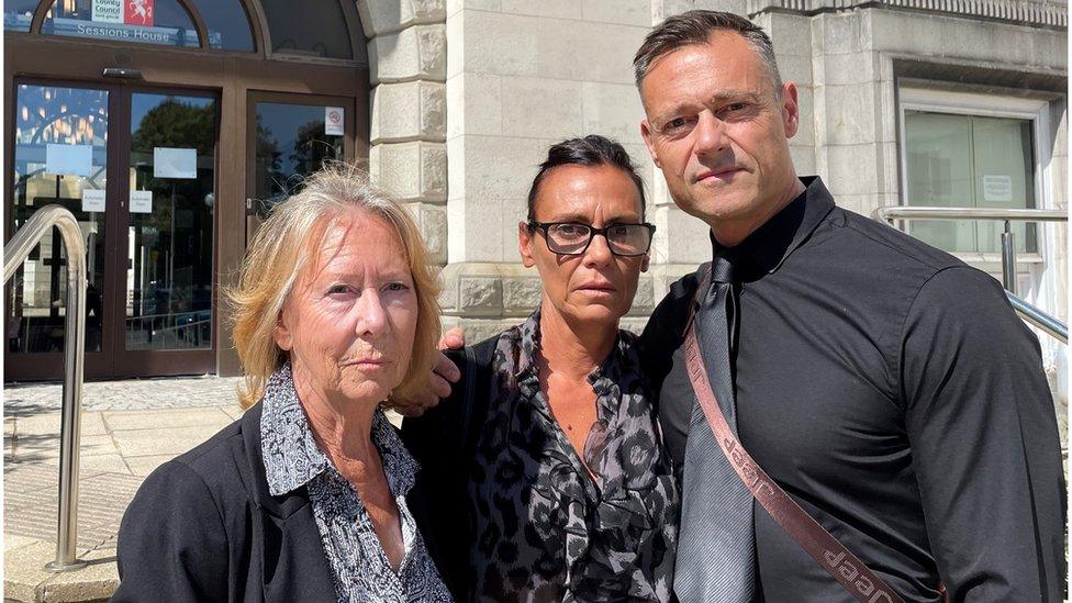 The family of Daniel Venes outside court following the inquest - his grandmother Christine Smith (left), mother Shaine Venes and uncle Justin Venes