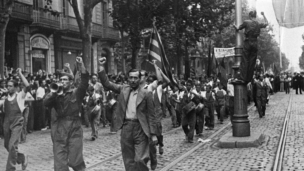 Anti-Franco demonstration in Barcelona