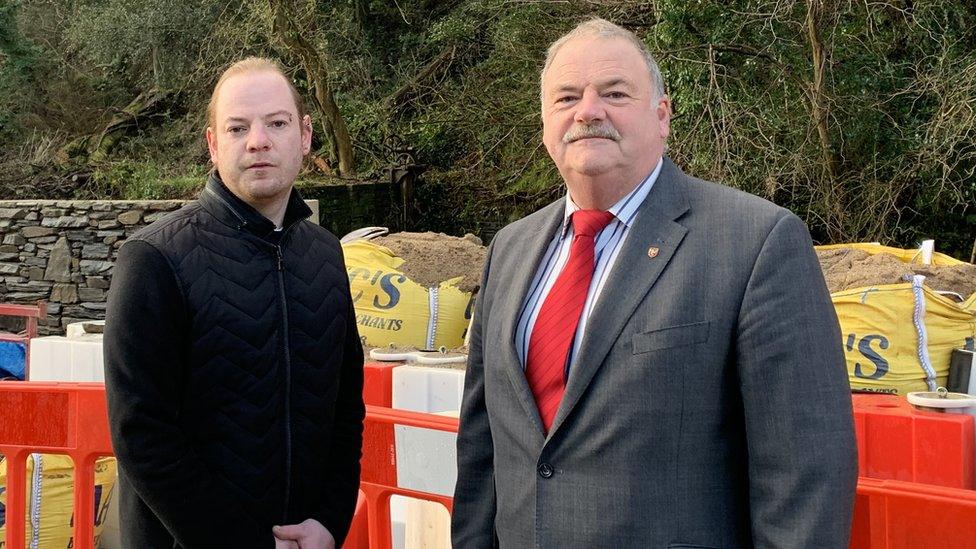 Giles Ackerley (left) with local MHK Martyn Perkins