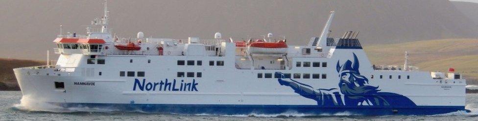 The ferry Hamnavoe which runs between Scrabster and Stromness