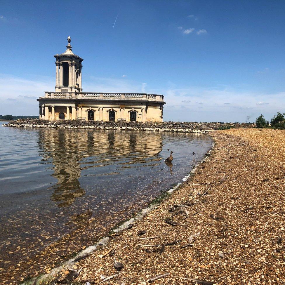 Normanton Church reflected in Rutland Water