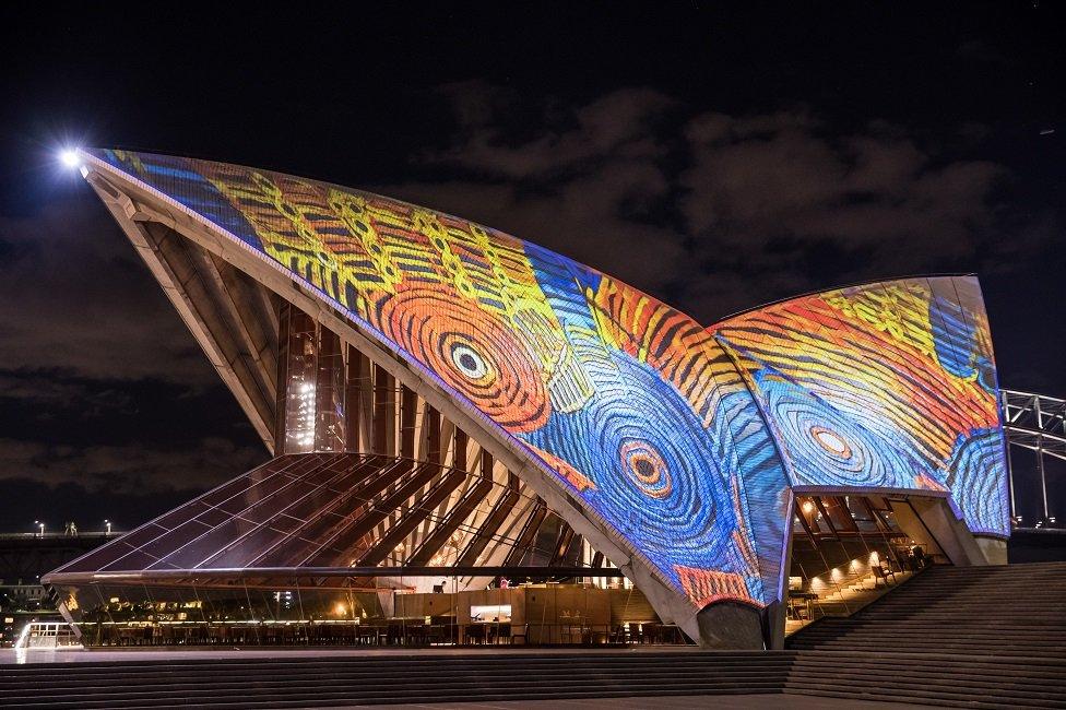 How the animation will look on the Sydney Opera House