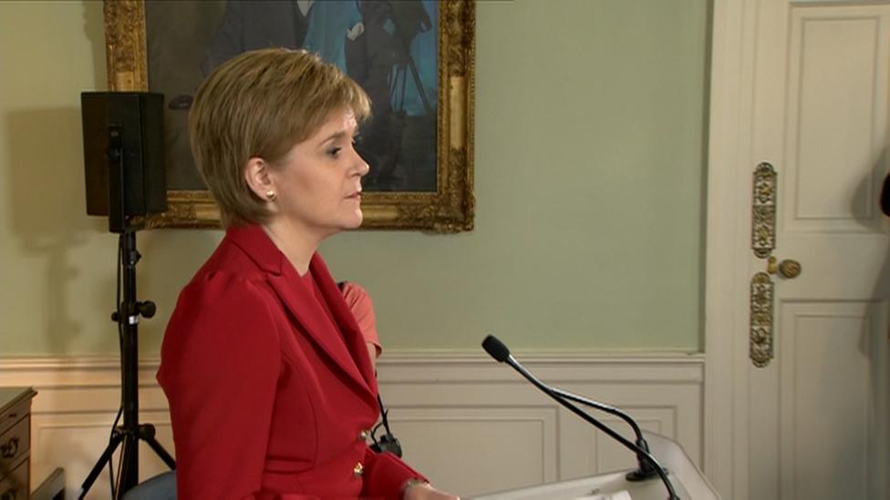 Nicola Sturgeon making statement at Bute House