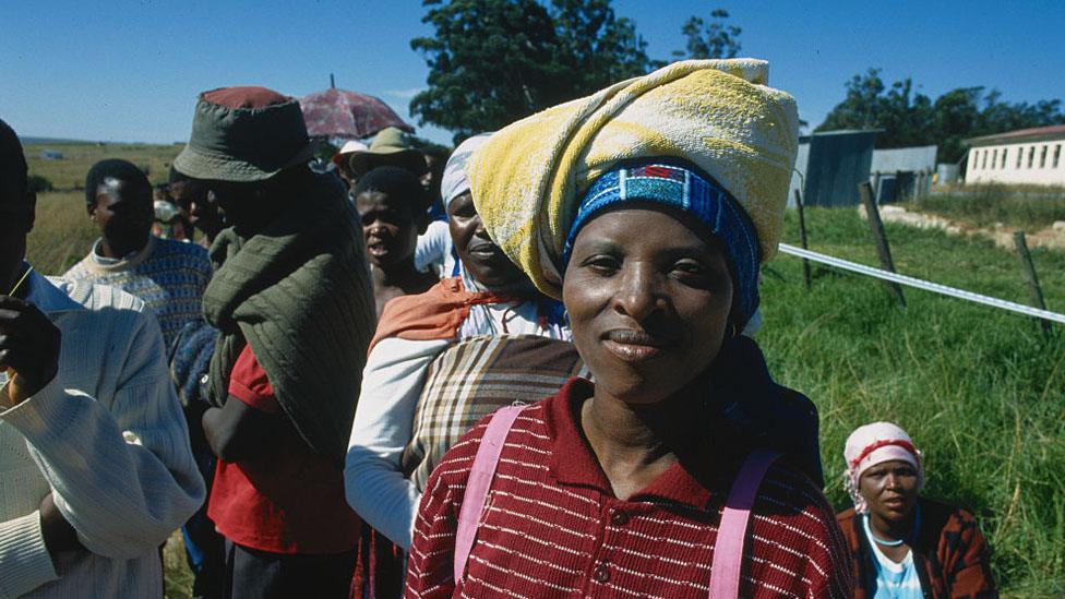 South Africans Standing in Line to Vote During 1994 Elections