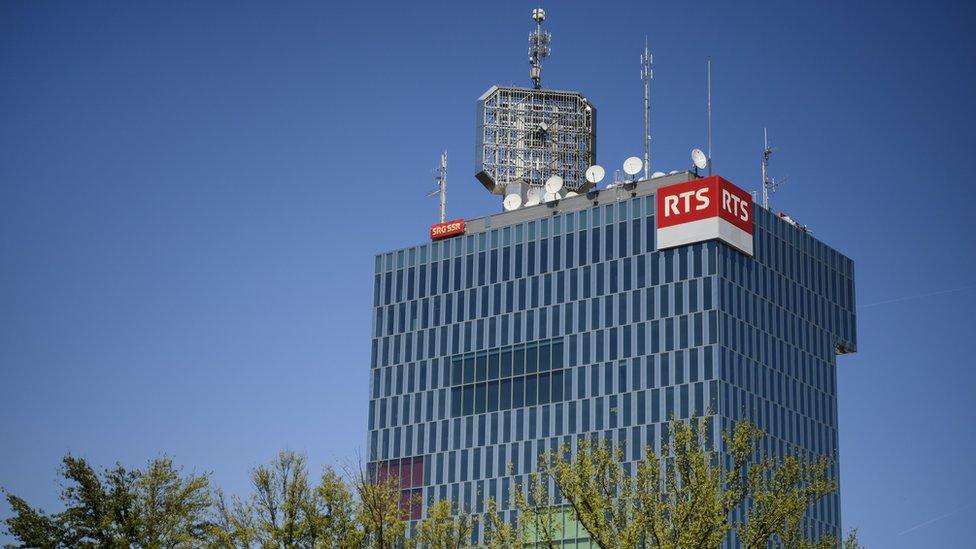 The tower of Radio Television Suisse (RTS), the French-speaking public broadcasting company of Switzerland