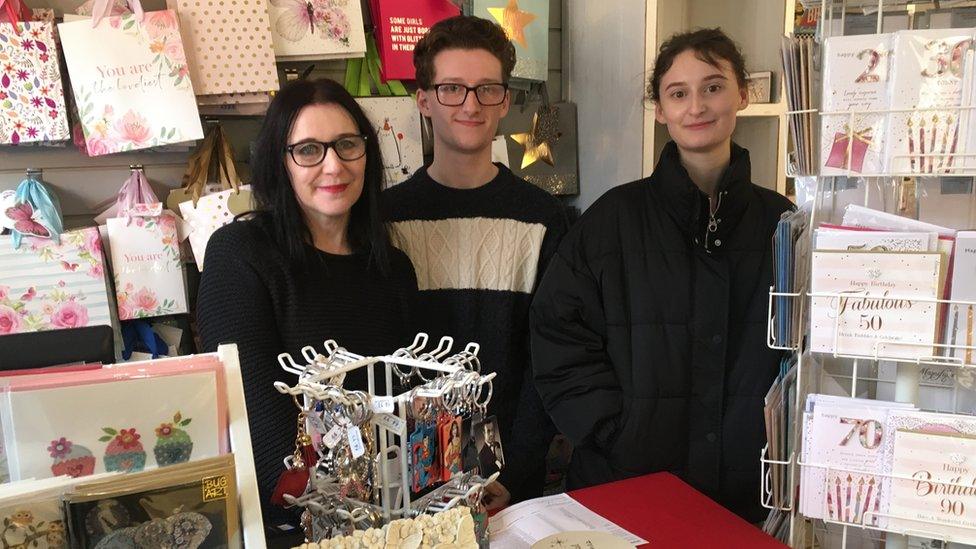 Alison Chapman and her twins Eliza and Aron in their Wonder Stuff gift shop and tea room