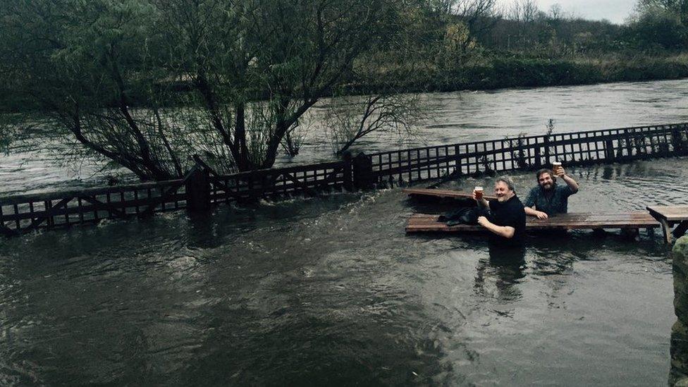 Flooded beer garden