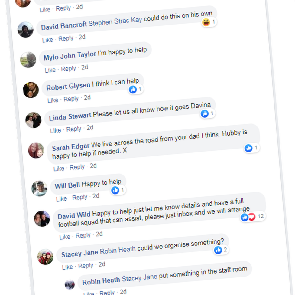 Facebook comments of support