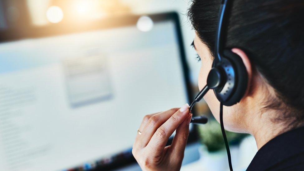 Woman in call centre