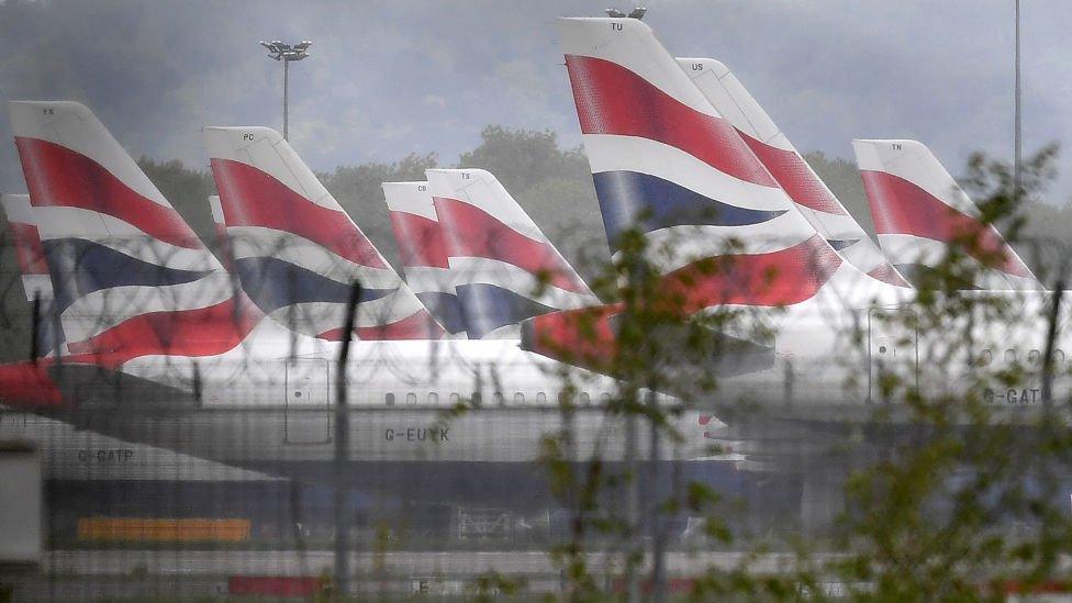 Planes parked at Gatwick