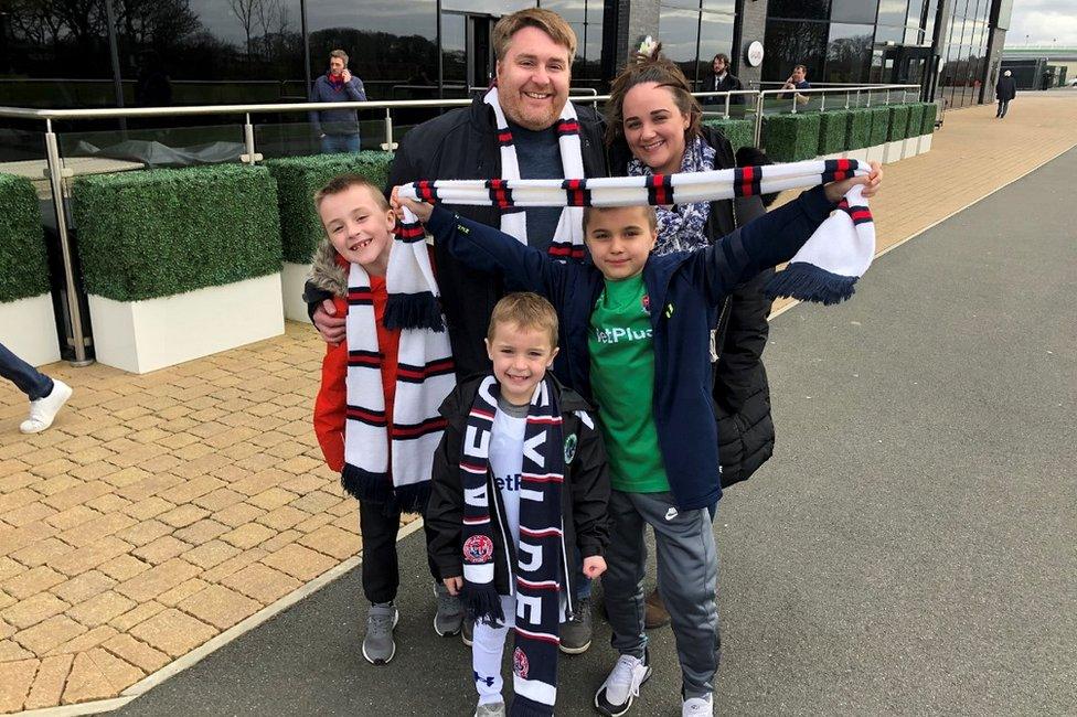 Sean and Laura Peters and family from Lytham St Annes at AFC Fylde