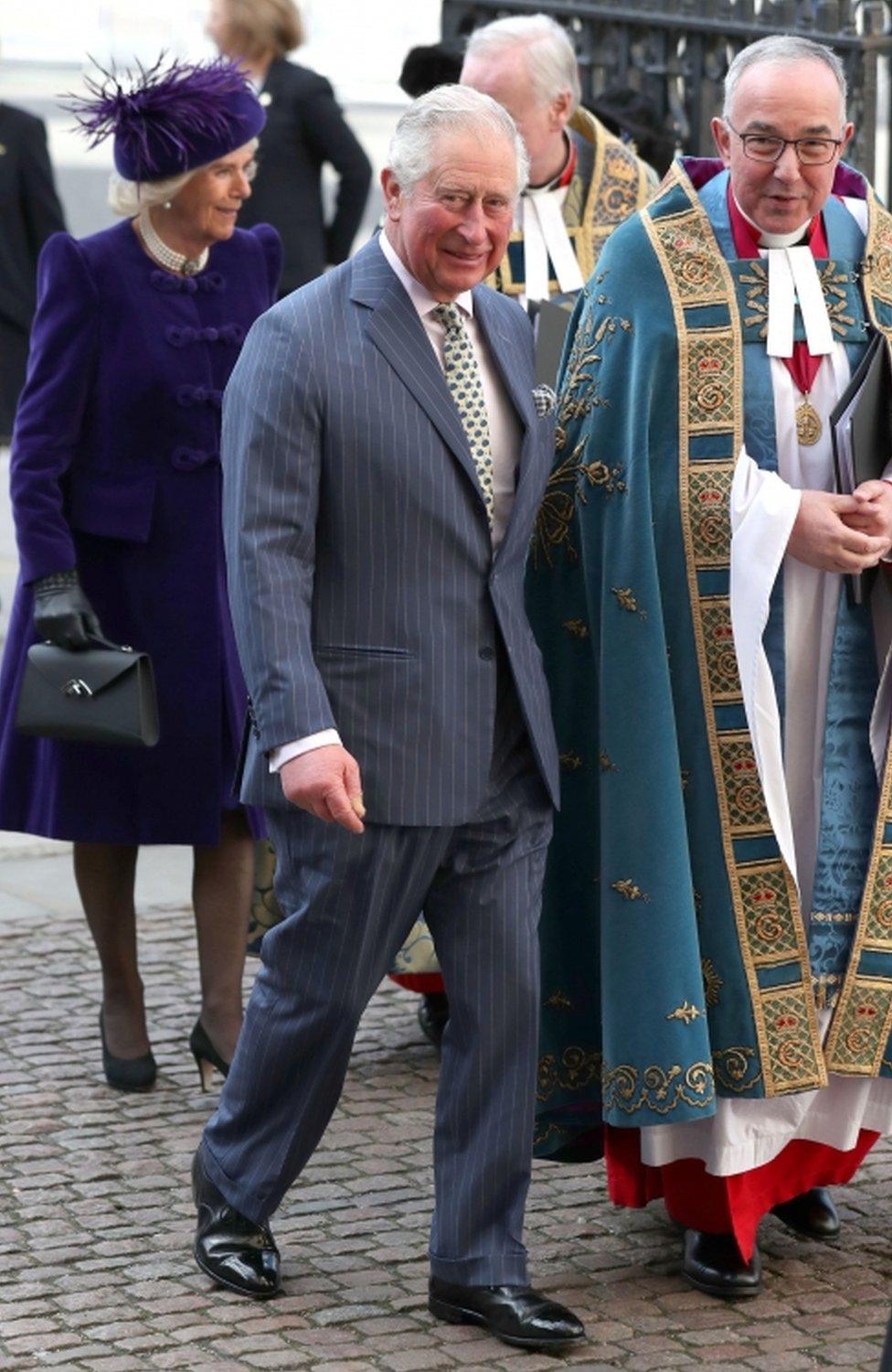 The Prince of Wales and the Duchess of Cornwall arrive for the Commonwealth Service at Westminster Abbey