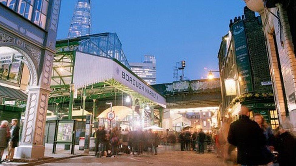 drinkers at Borough market