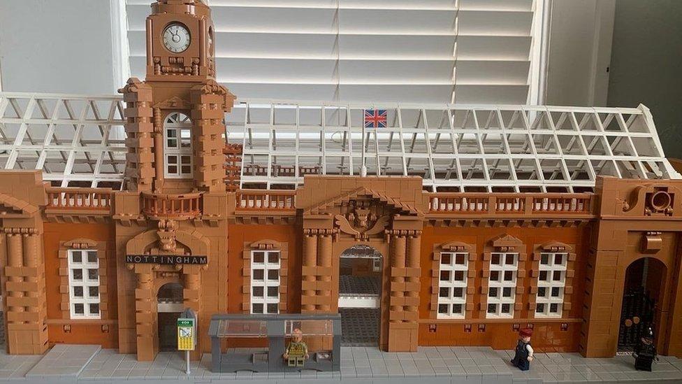 Lego model of Nottingham railway station