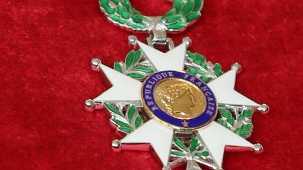 France's highest honour, the Legion d'Honneur medal