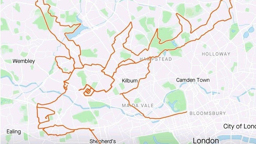 Virtual reindeer created by cyclist using app