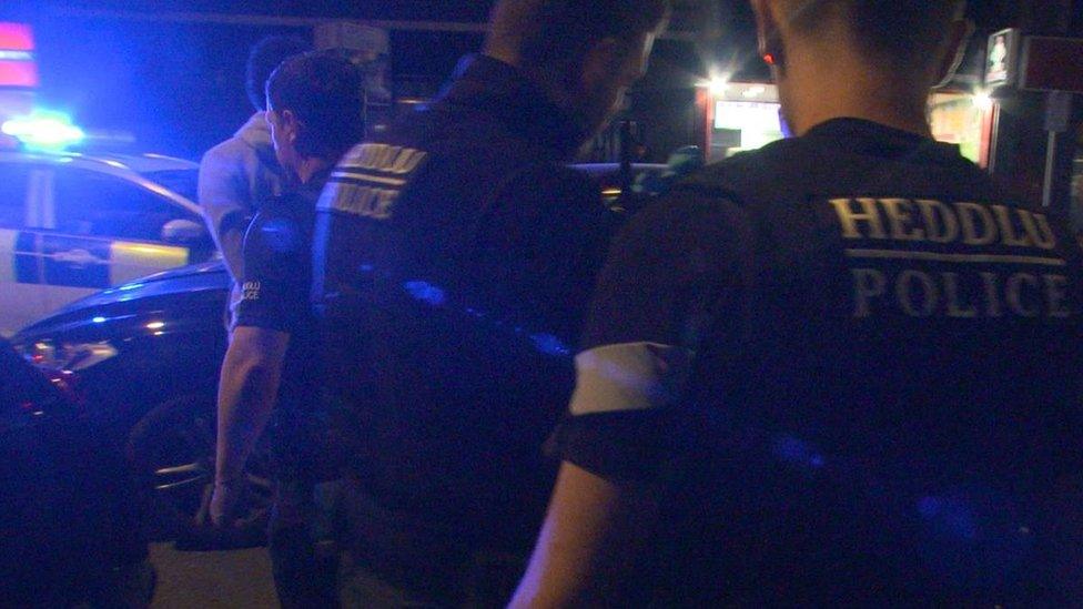 Police on the streets of Cardiff at night as part of Operation Sceptre