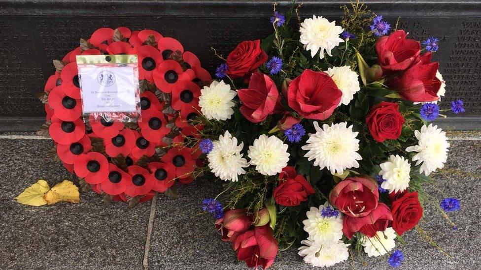 Wreaths laid at the Bailiwick War Memorial