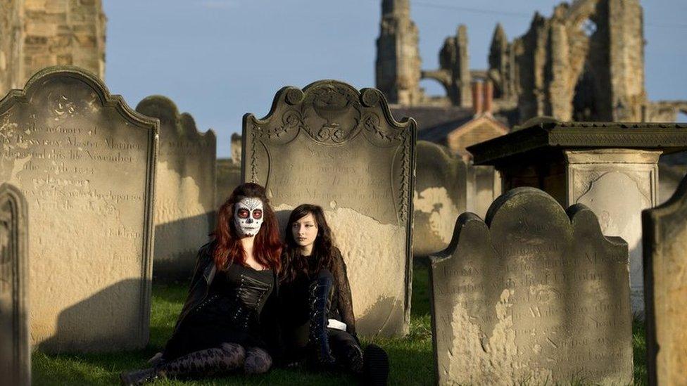 Goths in Whitby graveyard