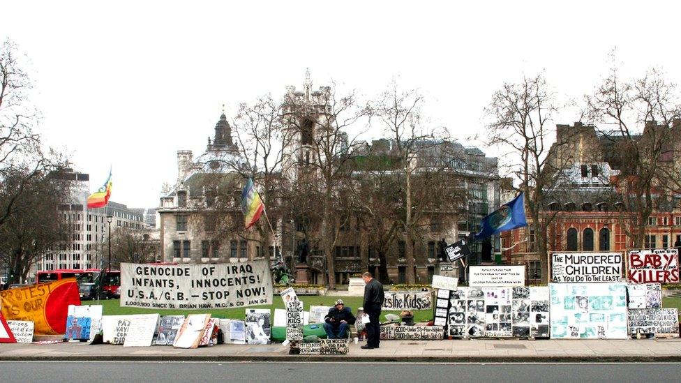 Brian Haw in Parliament Square