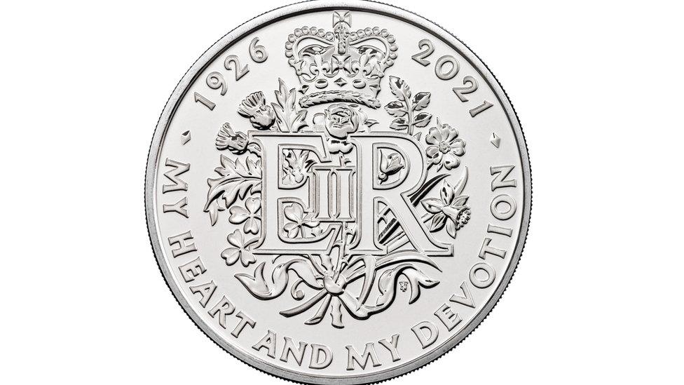 A new £5 coin commemorating the 95th birthday of Queen Elizabeth II