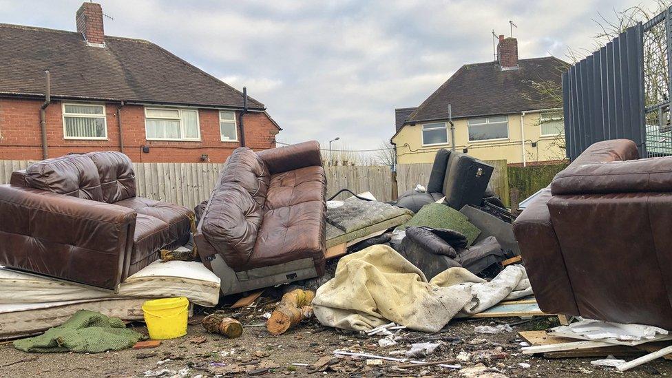 Fly-tipped rubbish