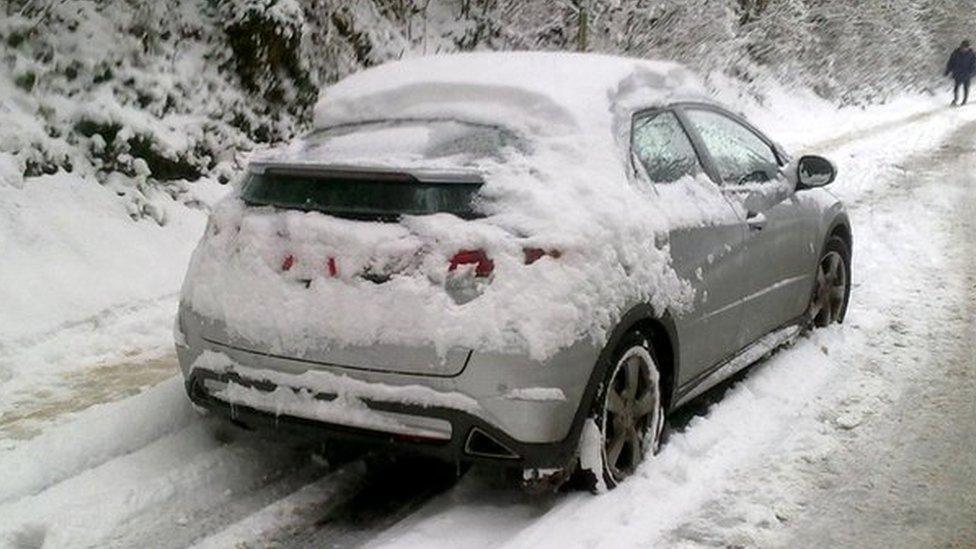 Car stuck in snow