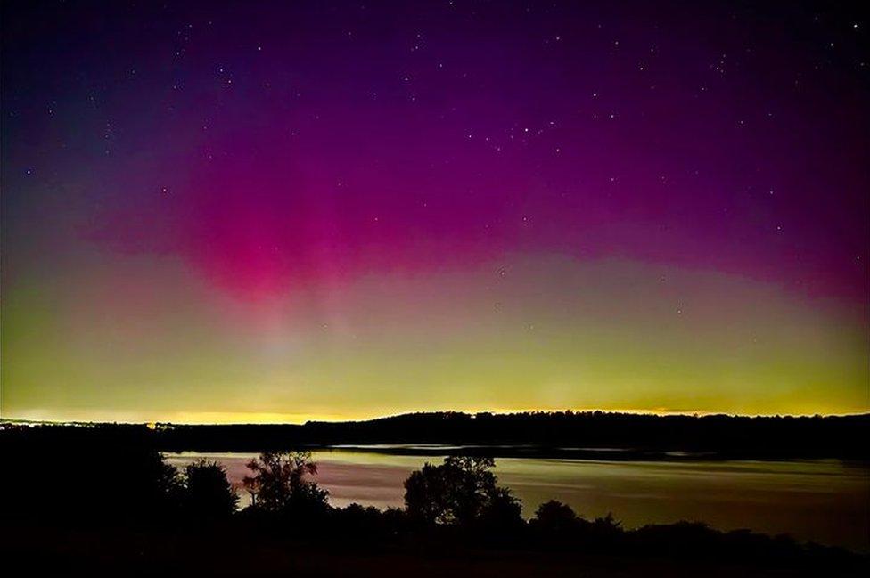 Northern lights over Rutland Water