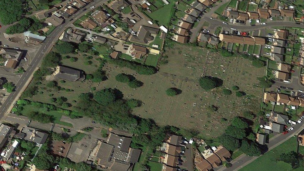 Aerial view of the church yard